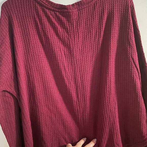 Women's Oversized Burgundy Front-knot Button-Up Top in size medium - Picture 5 of 5